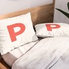 Deny Designs Standard April Lane Art Block Red Monogram P Microfiber Printed Pillow Sham - 2 of 3