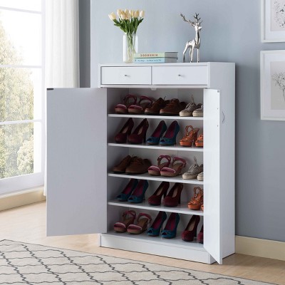 TIRAMISUBEST White Shoe Storage Cabinet with Fives Shelves - White Mobile File Cabinet