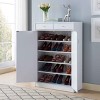TIRAMISUBEST White Shoe Storage Cabinet with 5 Shelves & 2 Drawers, Entryway Shoe Cabinet for 15 Pairs of Shoes - 2 of 4