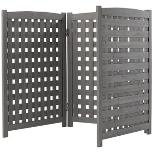 Cesicia 32" W x 38" H 3-Panel Outdoor Air Conditioner Fence, 3-Section Outdoor Wooden Screen, Outside Wood Privacy Fence - 1 of 4