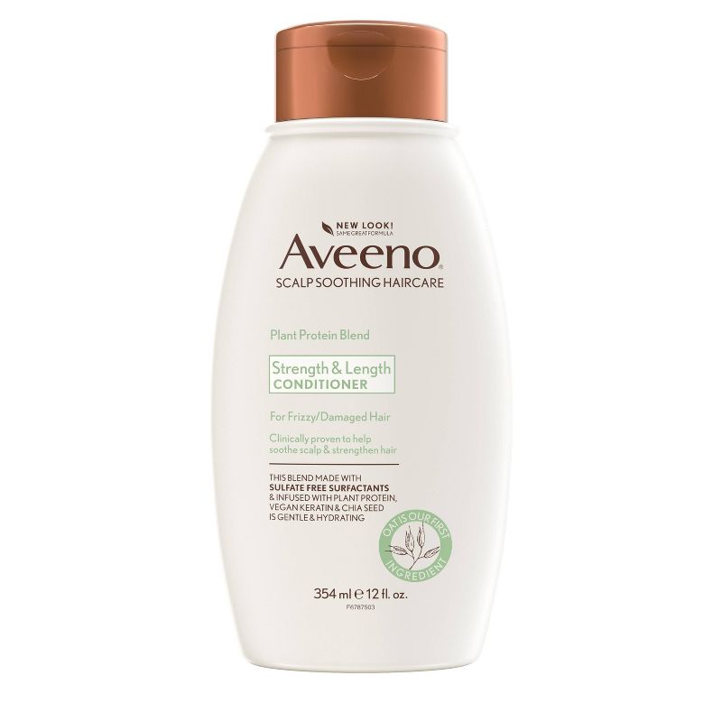 Aveeno Strength &#38; Length Plant Protein Blend Vegan Formula Conditioner - 12 fl oz, 1 of 8