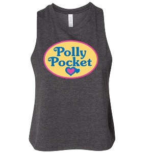 Women's Polly Pocket Polly Pocket Color Logo Graphic Racerback Tank - Heather Charcoal - Medium - 1 of 2