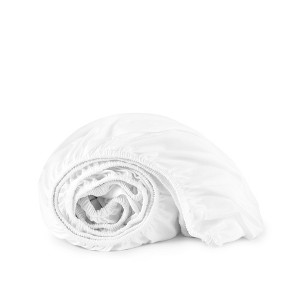 Whisper Organics Organic Cotton 300 Thread Count Sateen Fitted Sheet – Deep Pocket, Soft & Breathable - 1 of 4
