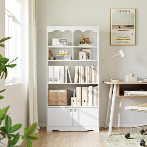 63 Inches Tall Bookshelf, 5-Tier Open Bookcase Retro Bookshelves Storage Organizer Shelf, Wooden Display Floor Bookshelf - 1 of 4