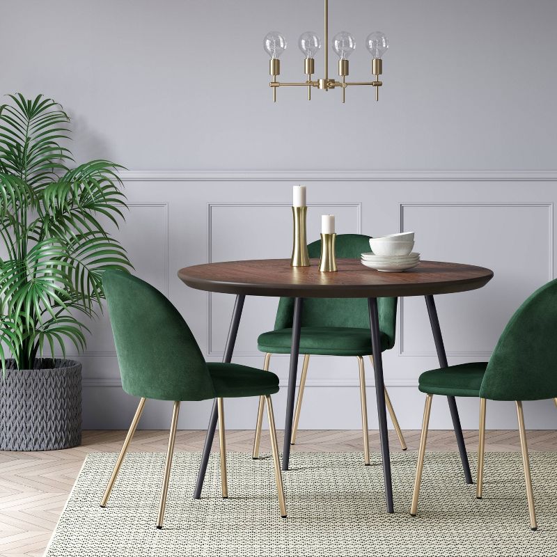 2pk Nils Brass Base Dining Chair Velvet Forest Green - Threshold&#8482;, 2 of 6