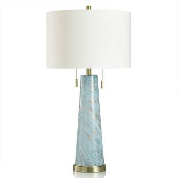Urmila Blue Classic Tapered Gold Swirl Table Lamp Blue/White - StyleCraft