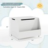 Costway Kids Toy Box Wooden Mobile Toy Storage Organizer with Bookshelf & Lockable Wheels White/Gray - 3 of 4