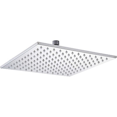 Hongtoo 12 Inch Square Stainless Steel Ceiling/Wall Mounted High Pressure Rain Waterfall Showerhead with Color Changing Hydroelectric LED Lights