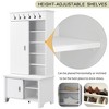 Hall Tree With Sliding Doors Wooden Shoe Cabinet With Storage Bench Adjustable Shelves Modern Coat Rack With Hooks For Entryway Hallway Living Room - 4 of 4