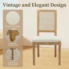 QingMoon Vintage Dining Chairs Set of 2, Wooden Decor Chairs with Square Rattan Backrest and Linen Upholstered Seat for Living Room - 2 of 4