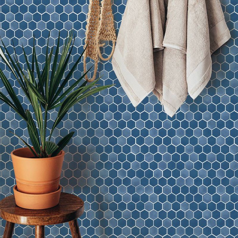 Tempaper &#38; Co. 28 sq ft Hexagon Tile Peel and Stick Wallpaper Sapphire, 3 of 6