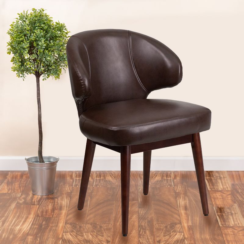 Flash Furniture Comfort Back Series Side Reception Chair with Walnut Legs, 3 of 12