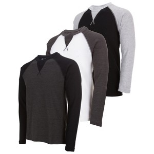 DARESAY Men's Thermal Crew Long Sleeve Henley Tops Base Layer Shirt, Pack of 3 - 1 of 4