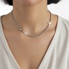 Anna-Kaci Women's Star Accent Chain Necklace with Dual Texture Bead and Link Design - Silver - 4 of 4