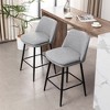 Kumasinova 26" Counter Height Bar Stools Set of 2, Mid-Century Modern 360° Swivel Bar Stools, Upholstered Counter Stools with Metal Legs & Footrest - 4 of 4