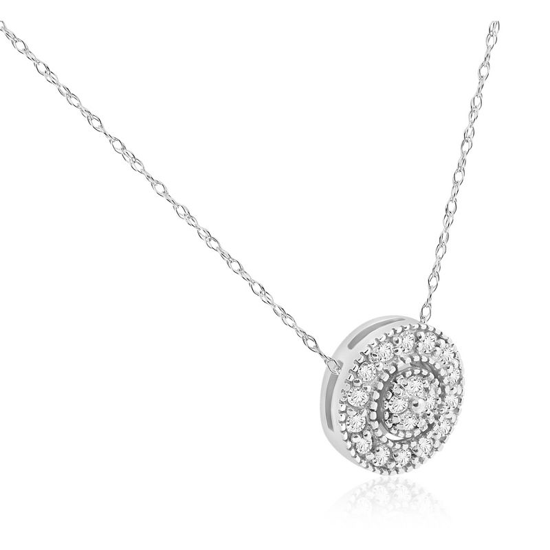 Pompeii3 1/4 ct Lab Created Diamond Pave Halo Pendant White Gold Womens Necklace, 2 of 6