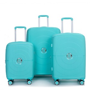 NAYSAYE Luggage Sets 3Piece Set Expandable Hardshell Suitcase with Double Spinner Wheels TSA Lock for Travel, Lake Blue, 19.29"*12"*29.13" - 1 of 4