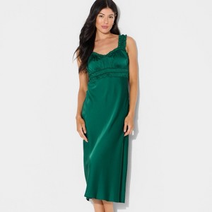 Women's Ruched Midi Bodycon Dress - Wild Fable™ Dark Green - 1 of 3