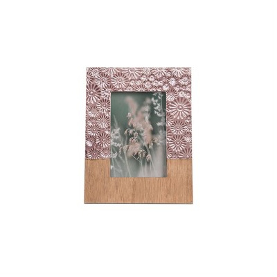 Purple Embossed Floral Pattern 4 x 6 inch Decorative Wood and Resin Picture Frame - Foreside Home & Garden