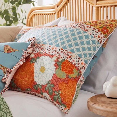 Colorful Floral and Bird Print Cotton Polyester Standard Sham