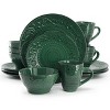 Elama Malibu Sea Glass 16-Piece Dinnerware Set in Dark Green - 4 of 4