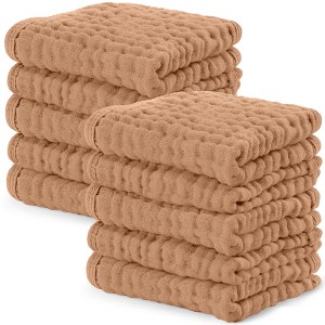 Baby Washcloths Muslin Cotton, Large 10”x10” by Comfy Cubs - 1 of 4