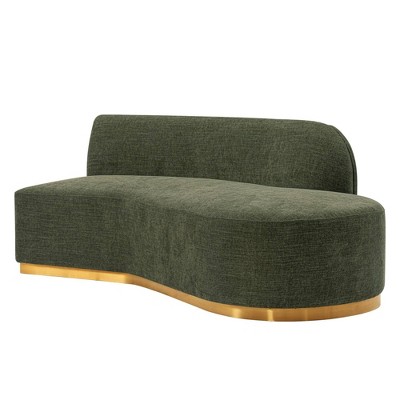 Olive Green Linen 132" 2-Piece Sectional Sofa with Golden Base