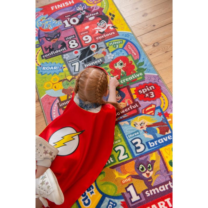 KC CUBS | DC Super Hero Girls Kids Hopscotch Number Counting Educational Learning & Game Play Nursery Bedroom Classroom Rug Carpet, 2' 7" x 6' 0", 5 of 11