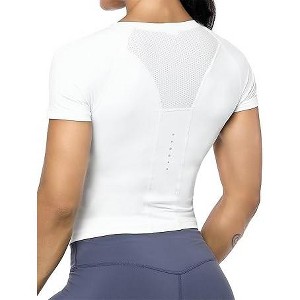 Workout Crop Tops for Women Short Sleeve Workout Shirts for Running Gym Yoga Athletic Exercise - 1 of 2