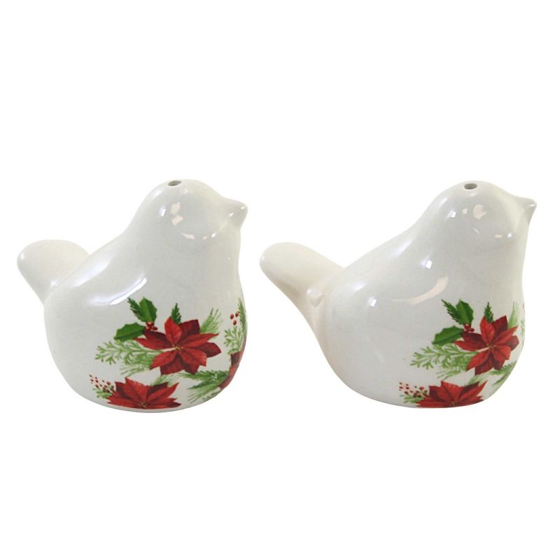 2.25 In Dove Salt And Pepper Set Christmas Birds Poinsettia Salt And Pepper Shakers, 2 of 4