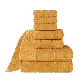 Zero Twist Cotton Waffle Honeycomb Medium Weight 8 Piece Bathroom Towel Set by Blue Nile Mills