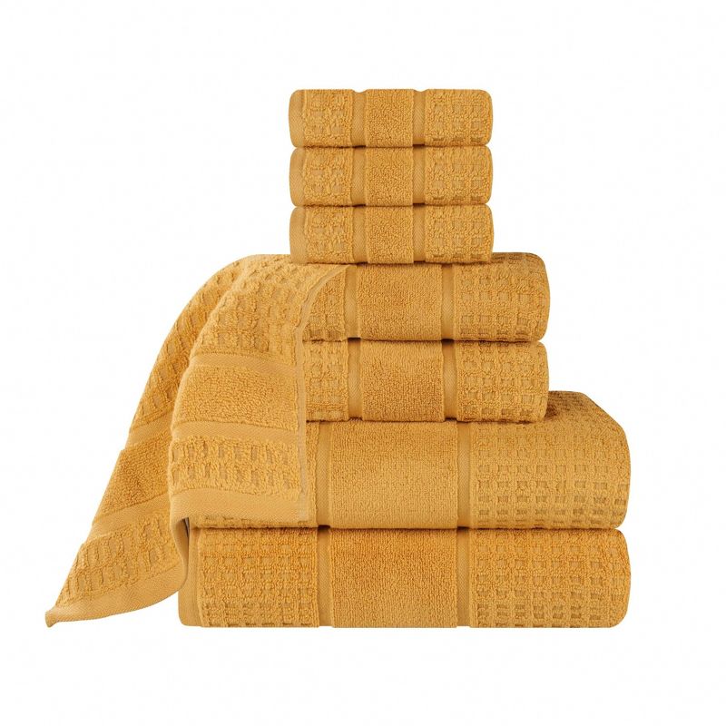 Zero Twist Cotton Waffle Honeycomb Medium Weight 8 Piece Bathroom Towel Set by Blue Nile Mills, 1 of 10