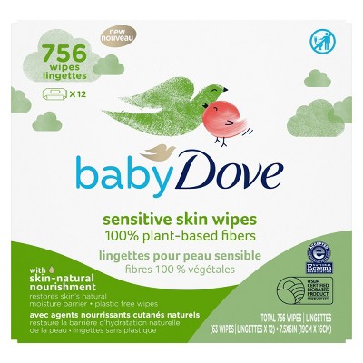 Baby Dove Unscented Plant-Based Sensitive Skin Baby Wipes - 756ct
