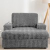 42" Faux Rabbit Fur Oversized Chaise Lounge with Storage Ottoman - 4 of 4