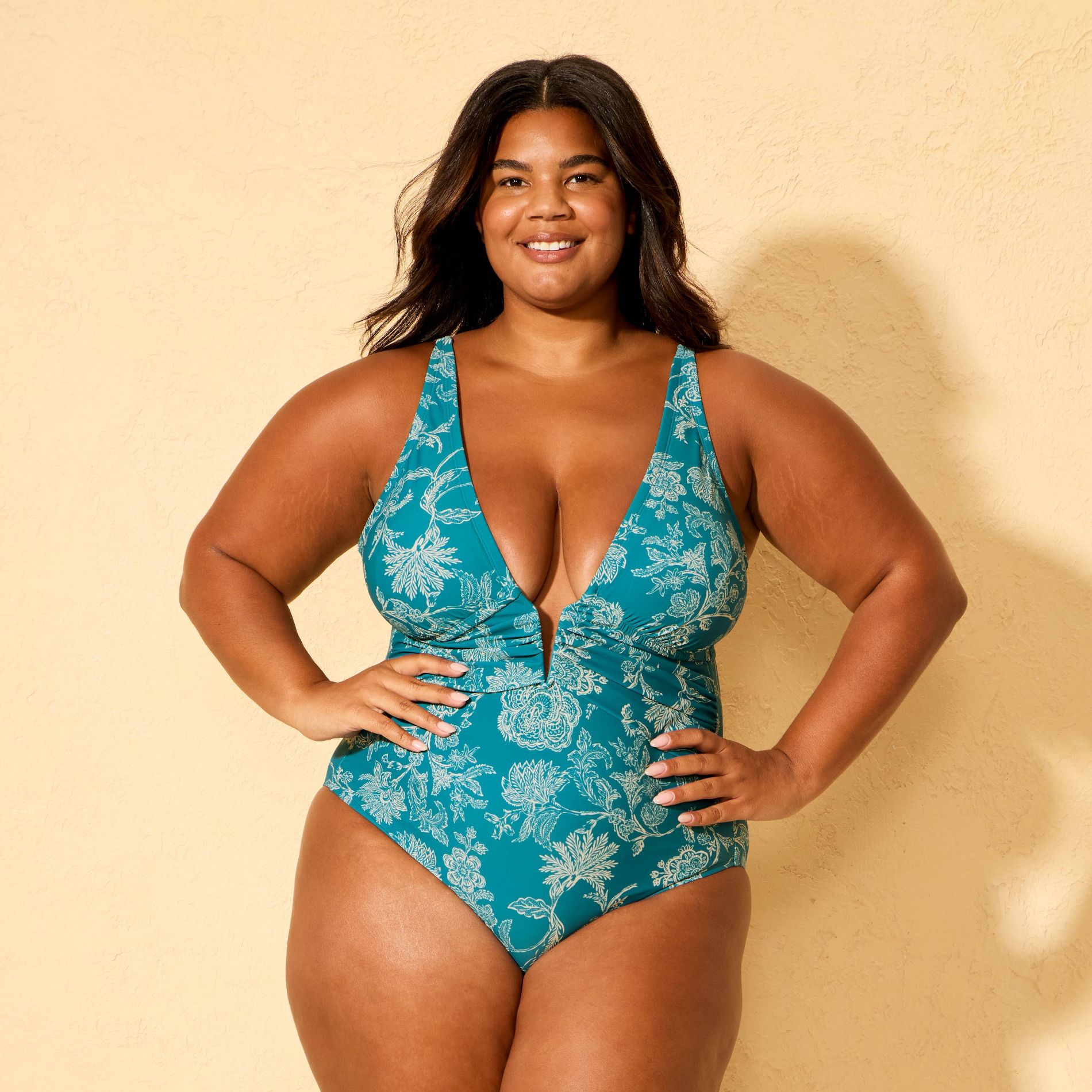 Women's Full Coverage Plunge One Piece Swimsuit - Shade & Shore™ Multi