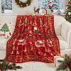 Lomsoe Christmas Blanket Flannel Holiday Blanket Xmas Deer Throw Blanket for Couch Bed Living Room, Christmas Reindeer Red. - 2 of 4