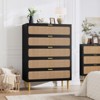 5-Drawer Rattan Dresser for Bedroom, Large Wooden Chest with Wide Top for Bedroom, Living Room, Hallway, or Kids Room - 3 of 4