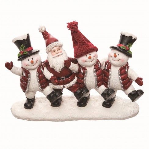 Transpac Resin Multicolored Christmas Dancing Snowman And Santa Decor ...