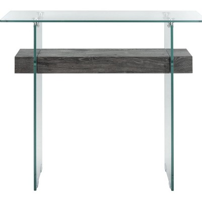 glass/black oak shelf