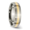 Black Bow Jewelry 6mm Titanium & 14k Gold Inlay Grooved Domed Standard Fit Band - 4 of 4