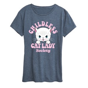 Women's - Instant Message - Childless Cat Lady Society Short Sleeve Graphic T-Shirt - 1 of 4