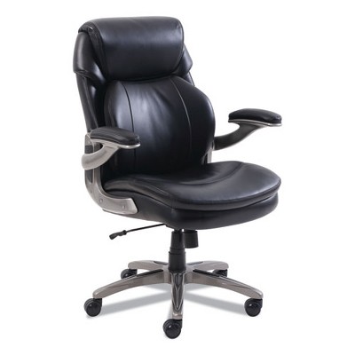 SertaPedic Black Leather Executive Swivel Chair with Adjustable Arms