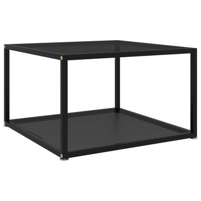 vidaXL Coffee Table Black Tempered glass, powder-coated steel 23.6x23.6 in