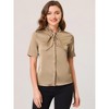 Allegra K Women's Work Tie Neck Short Sleeve Satin Elegant Button Down Shirt - 4 of 4