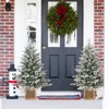 Tangkula 2 Pack 4 FT Pre-lit Artificial Entrance Christmas Tree Faux Snow Flocked Xmas Tree - 4 of 4