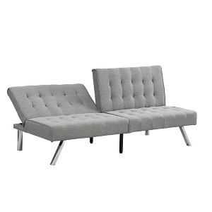 Okak Futon Couches Loveseat Sleeper Sofa, 2 seater Convertible Sofa Bed with wood Frame Stainless legs for Small Apartments, living Room, Gray - 1 of 4