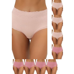 INSPIRE CHIC Women's High Waist Tummy Control Comfortable Lace Trim Ribbed Briefs 9 Packs - 1 of 4