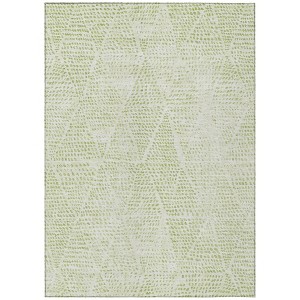 Artichoke Green And Ivory Geometric Washable Indoor Outdoor Area Rug - 1 of 4