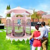 Costway 64'' Kids Trampoline w/ Detachable Canopy Safety Enclosure Net Foam Handle Pink/Orange - 4 of 4