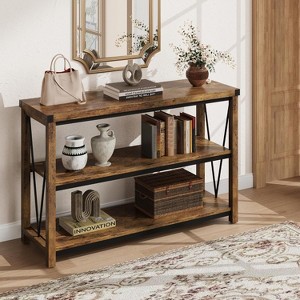 47-Inch Narrow Entryway Table, 3-Tier Long Console Table with Storage Shelves, Versatile Sofa Table for Living Room, Hallway, Foyer, Couch - 1 of 4